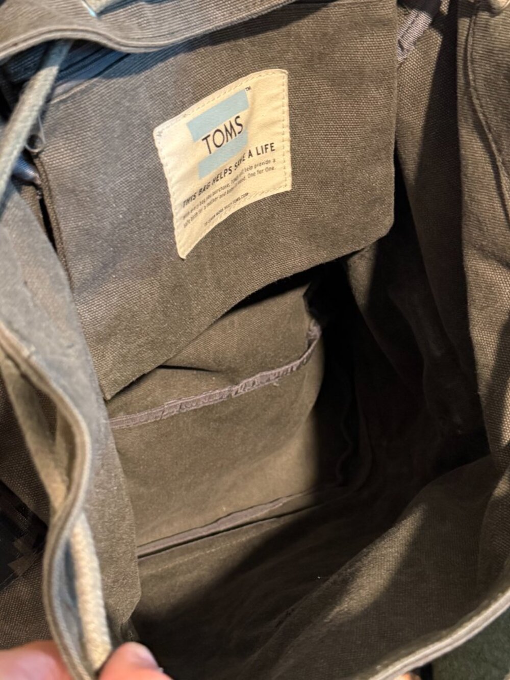 TOMS Olive Green Heavy Canvas Tactical Camo Buckle Backpack - Picture 9 of 9